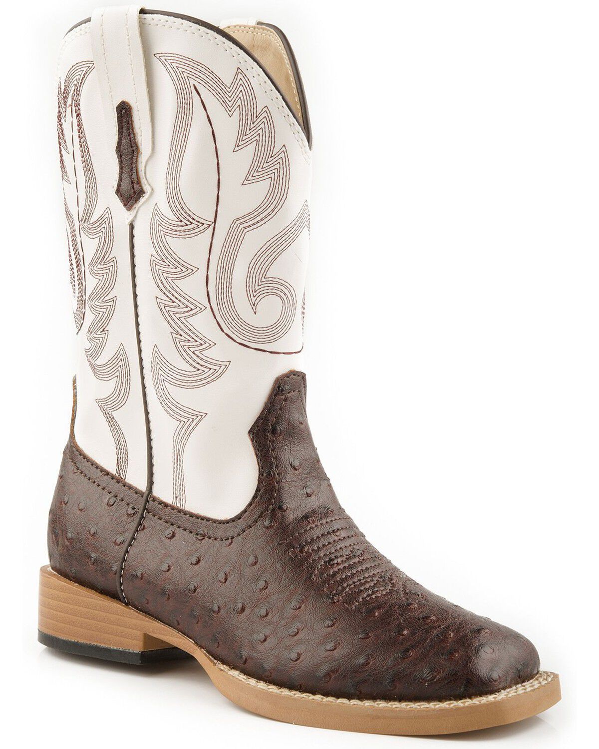 Roper Boys' Faux Ostrich Print Western Boots - Square Toe 
