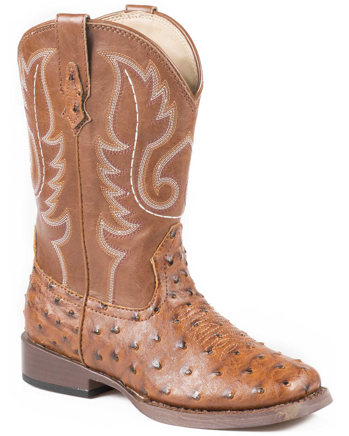 Roper Boys' Ostrich Print Western Boots - Square Toe 