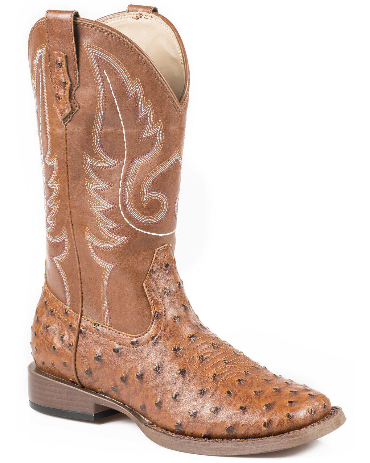 Roper Boys' Ostrich Print Western Boots - Square Toe 