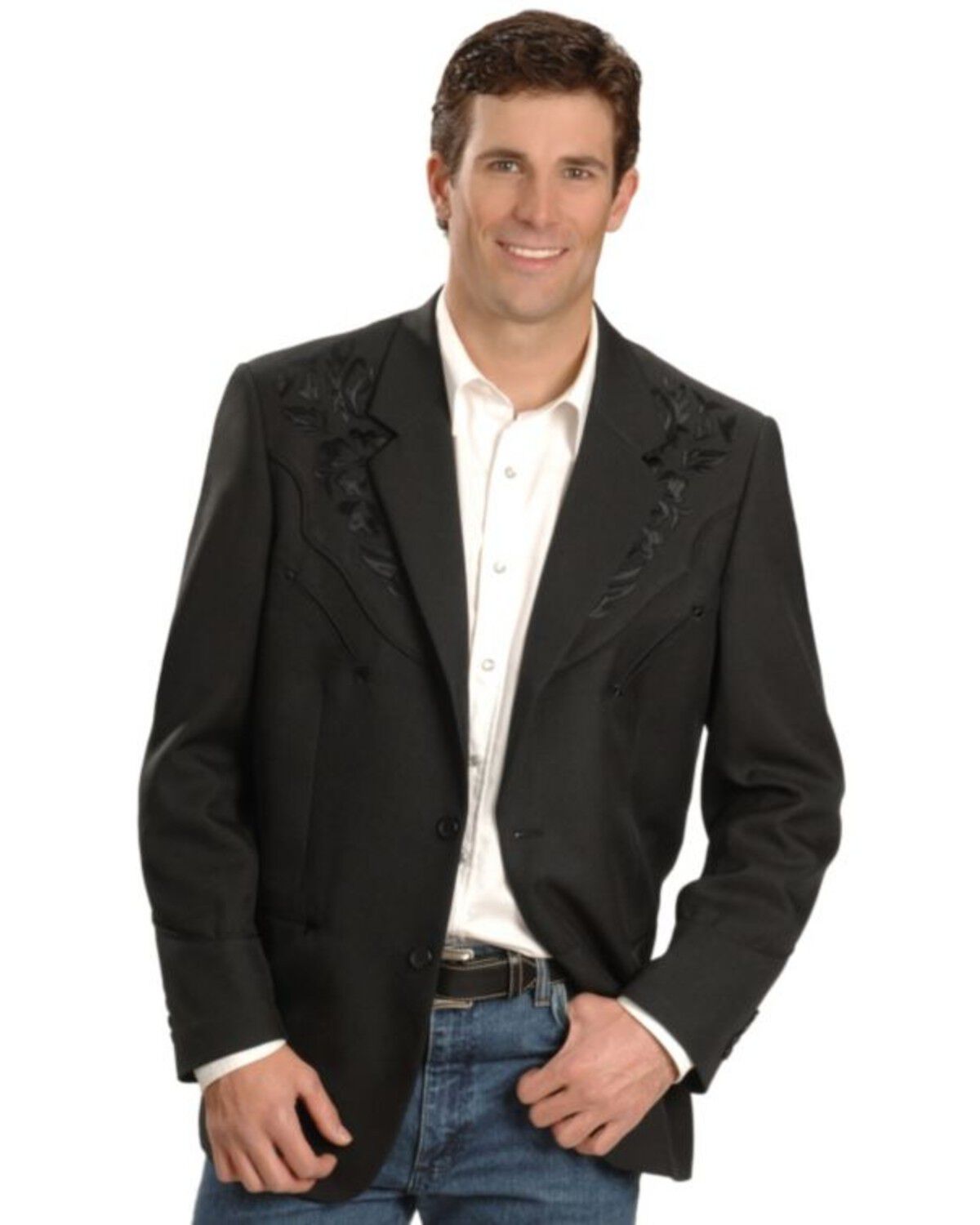 Scully Black Floral Embroidered Western Jacket 