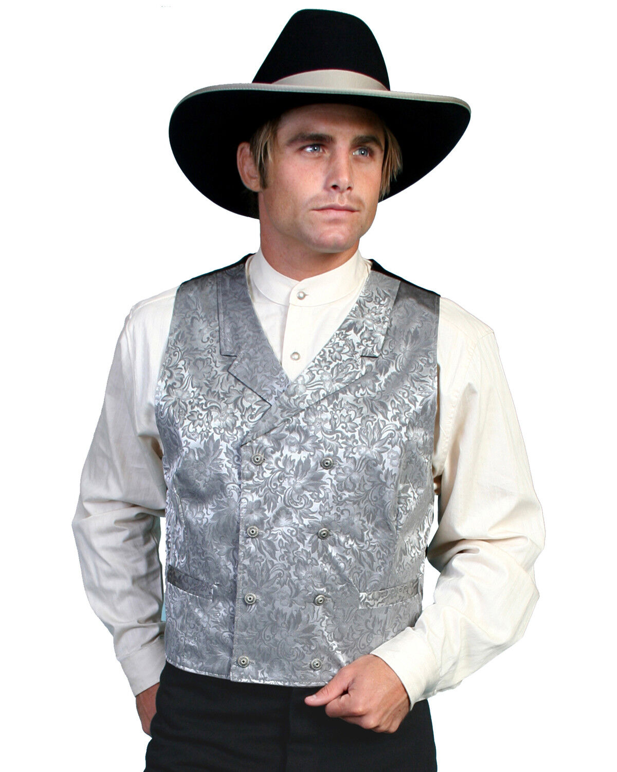 Wahmaker by Scully Men's Floral Silk Double Breasted Vest 