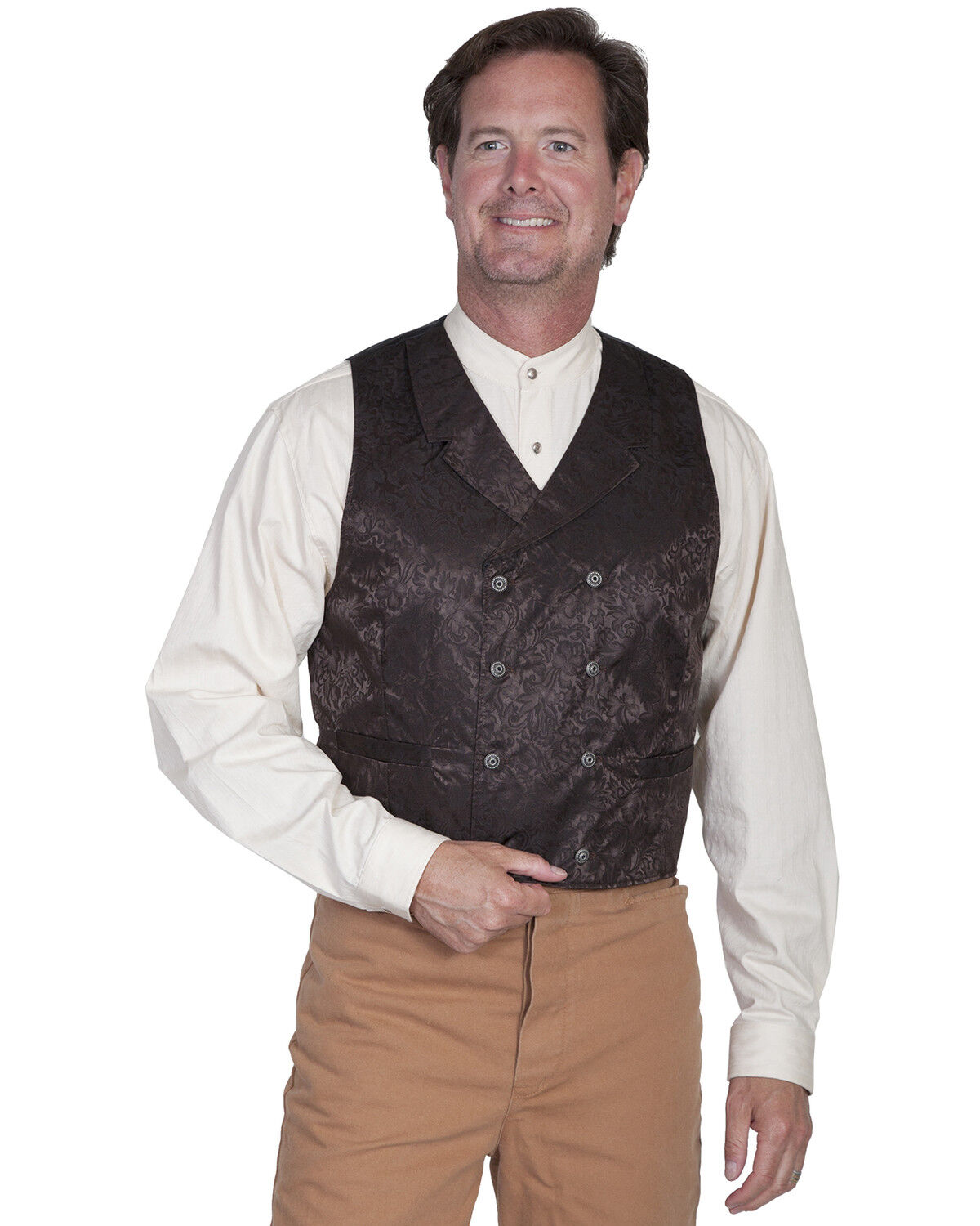 Wahmaker by Scully Floral Silk Double Breasted Vest - Big & Tall 