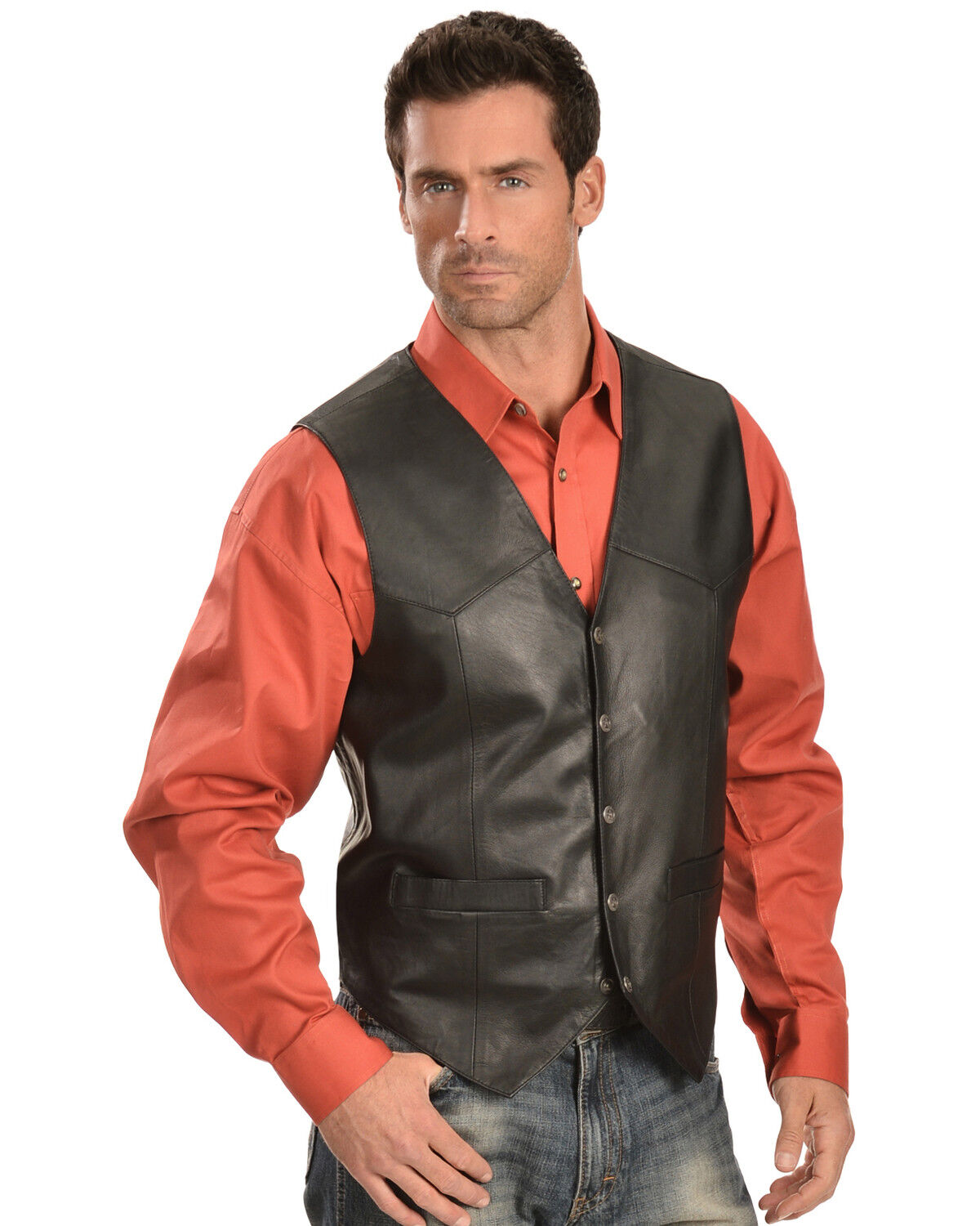 Scully Men's Lambskin Snap Front Vest 