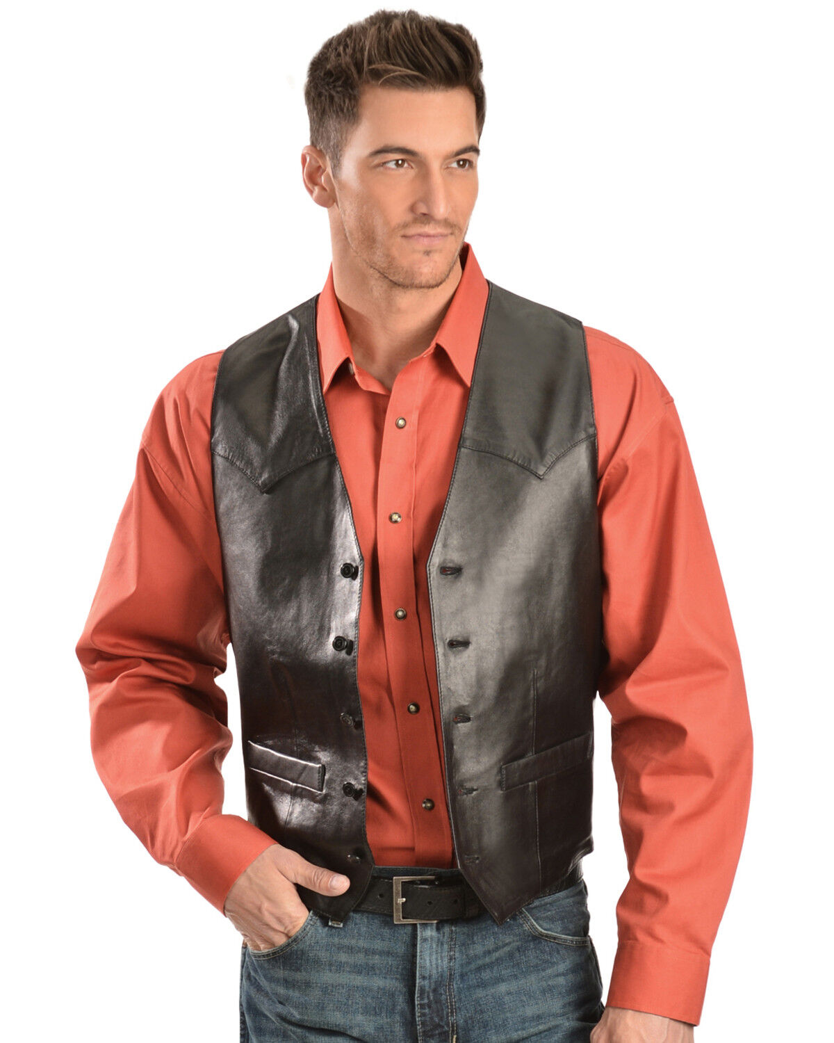 Scully Men's Lamb Leather Western Vest - Tall 