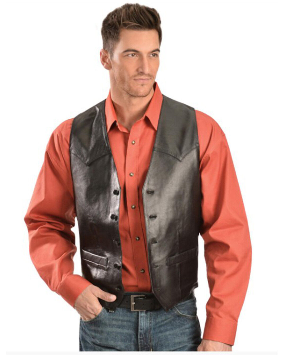Scully Men's Lamb Leather Western Vest - Tall