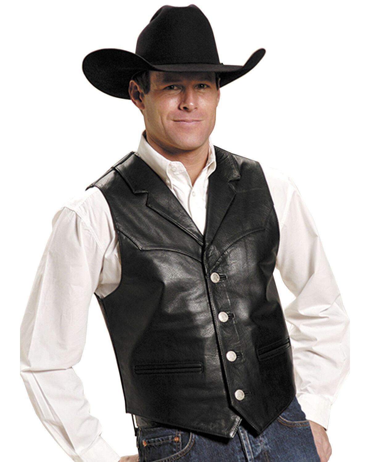 Roper Men's Nappa Notched Collar Leather Vest 