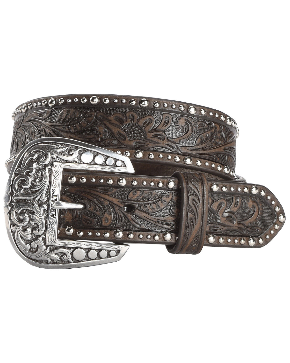 Ariat Women's Tooled & Studded Leather Belt 