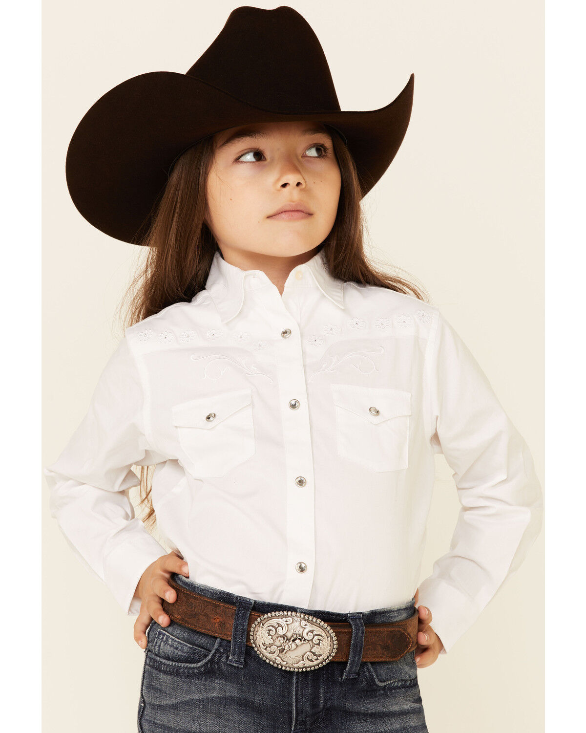 Wrangler Girls' Tonal Yoke Embellished Shirt 