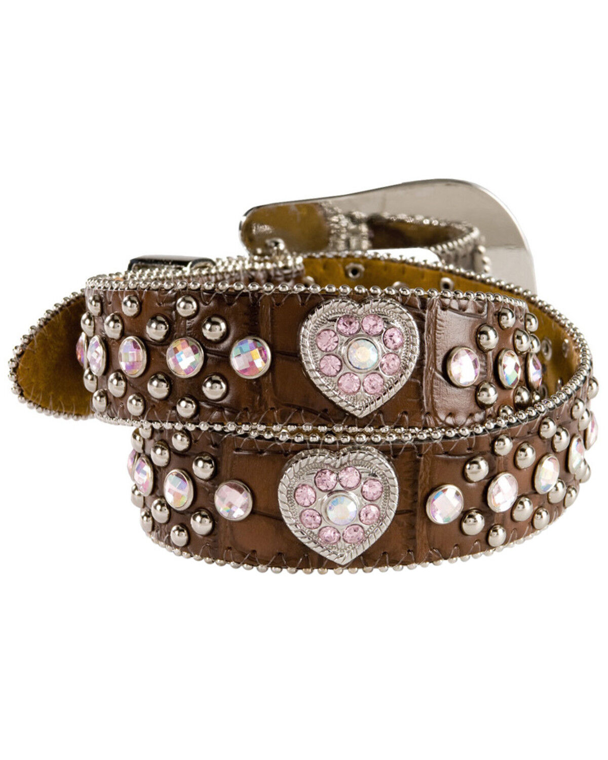Nocona Belt Co. Girls' Heart Concho Croc Print Leather Belt - 18-26