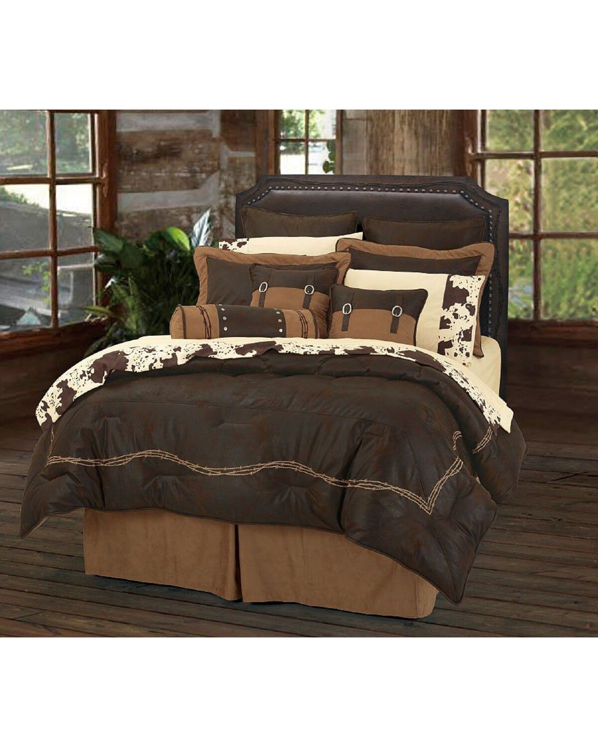 HiEnd Accents Embroidered Barbwire King Comforter Set - 7 Piece 