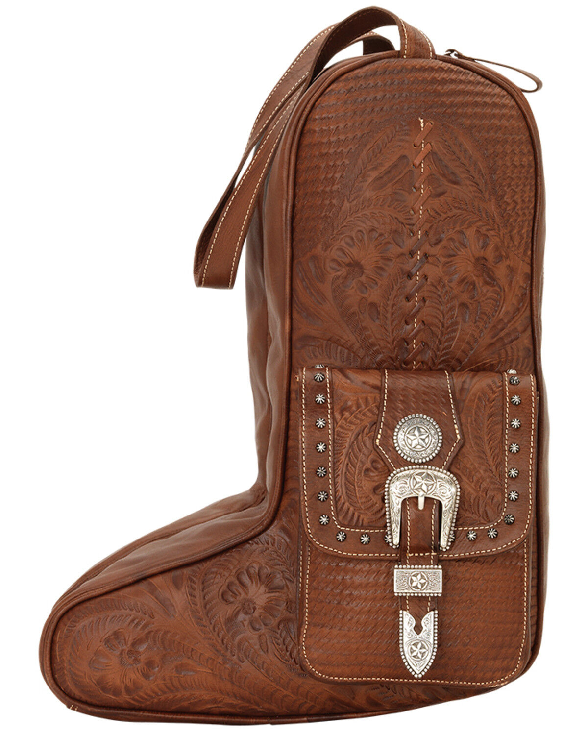 American West Zip-Around Antique Tan Leather Boot Bag 