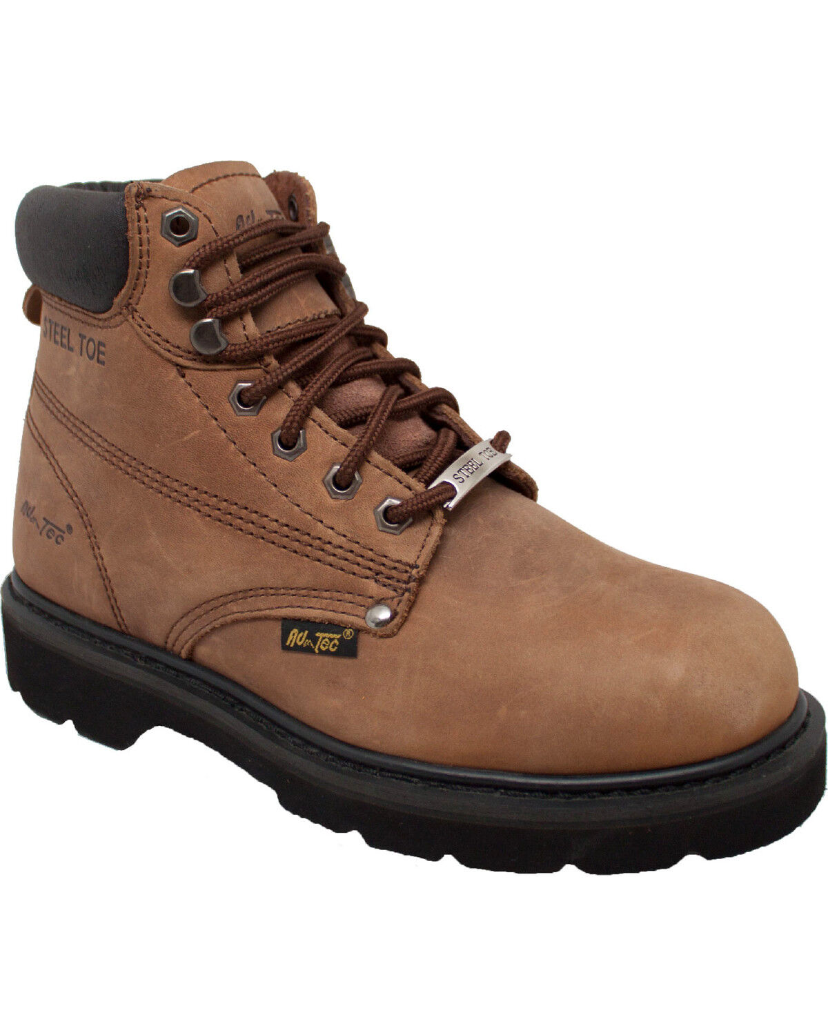 AdTec Men's Full-Grain Oiled Leather 6" Work Boots - Steel Toe 