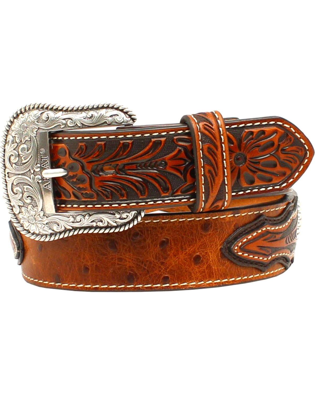 Ariat Men's Ostrich Print Leather Belt 
