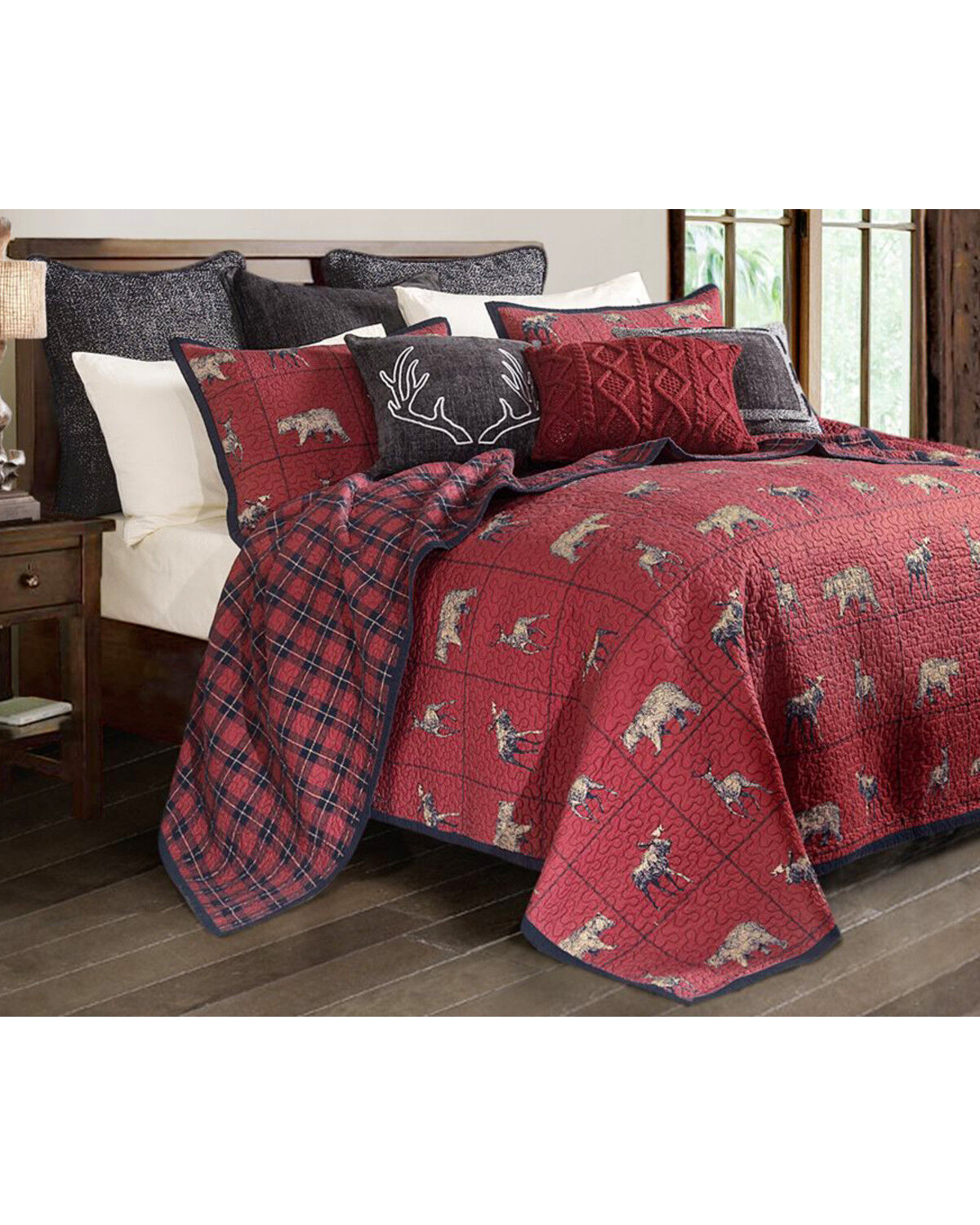 HiEnd Accents 3 Piece Woodland Plaid Quilt Set - Full/Queen 