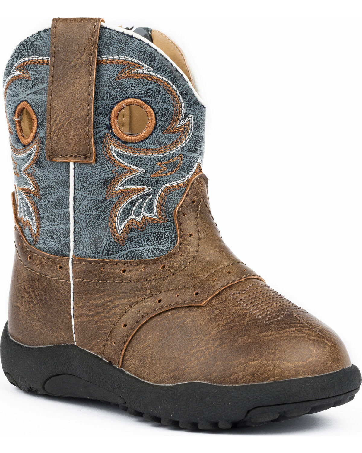 Roper Infant Boys' Daniel Distressed Saddle Vamp Cowbabies Boots - Round Toe 