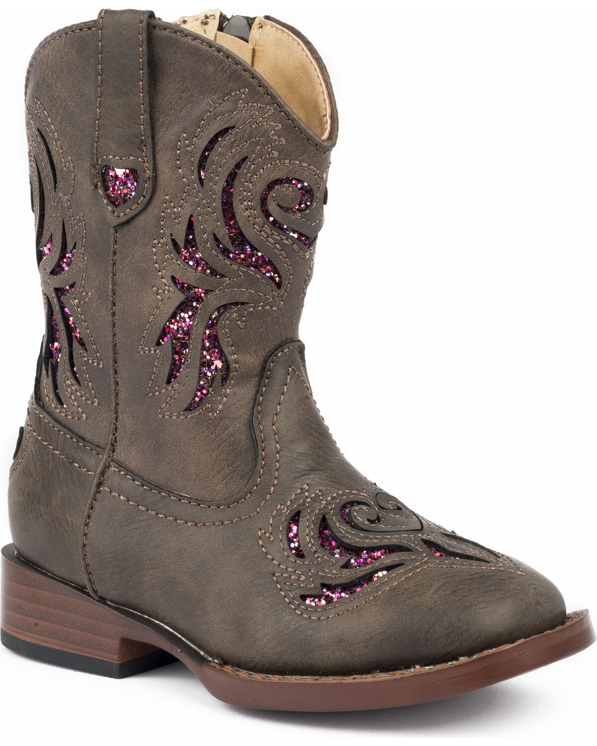 Roper Toddler Girls' Glitter Breeze Western Boots - Square Toe 