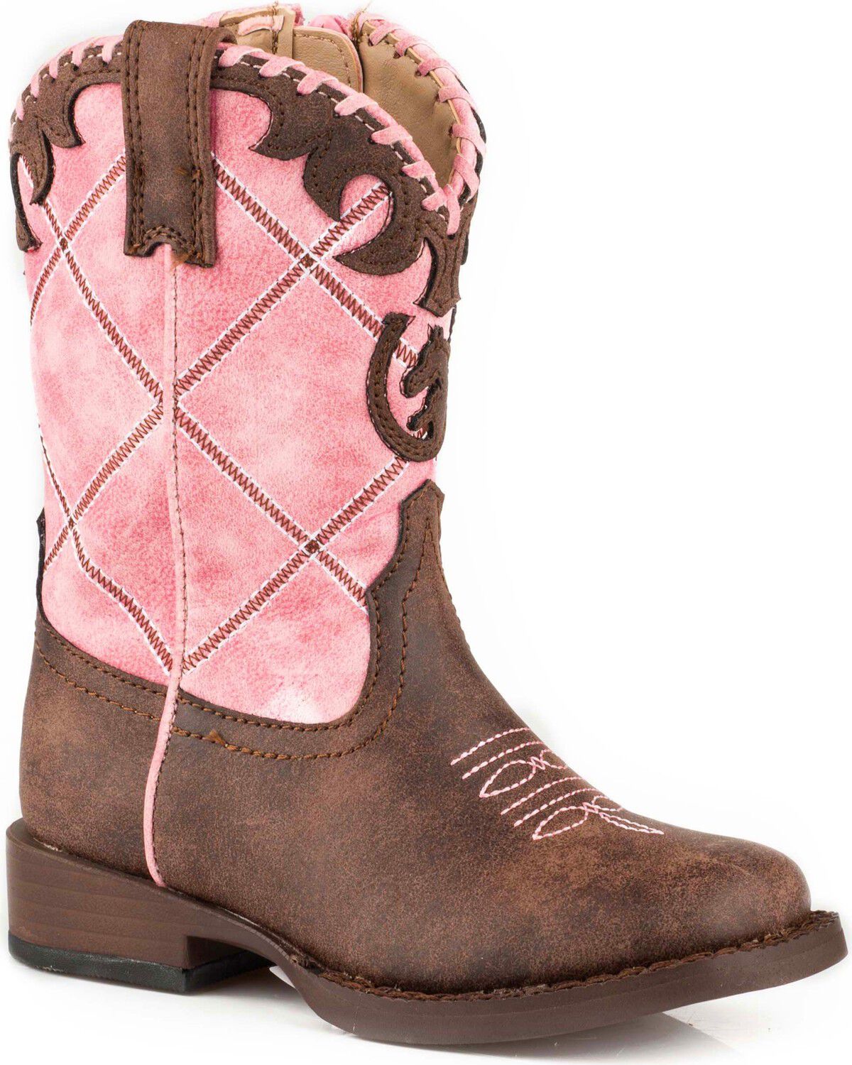 Roper Toddler Girls' Diamond Stitched Boots - Square Toe 