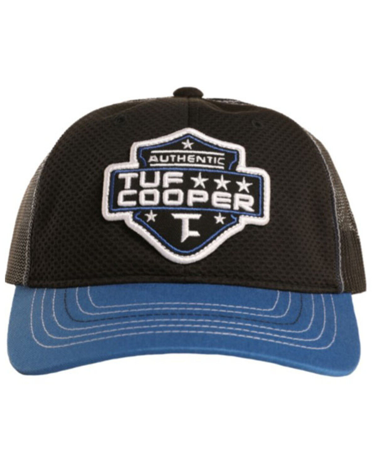 Tuf Copper Men's Black Authentic Logo Patch Mesh-Back Trucker Cap 