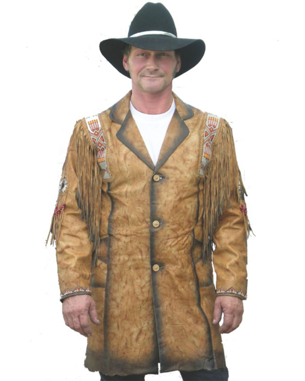 Kobler Leather Men's Fargo Beaded Long Jacket 