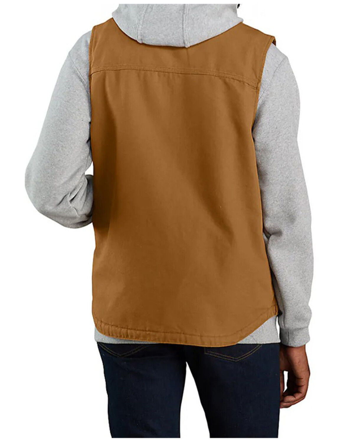 Carhartt Men's Brown Washed Duck Sherpa Lined Mock Neck Work Vest