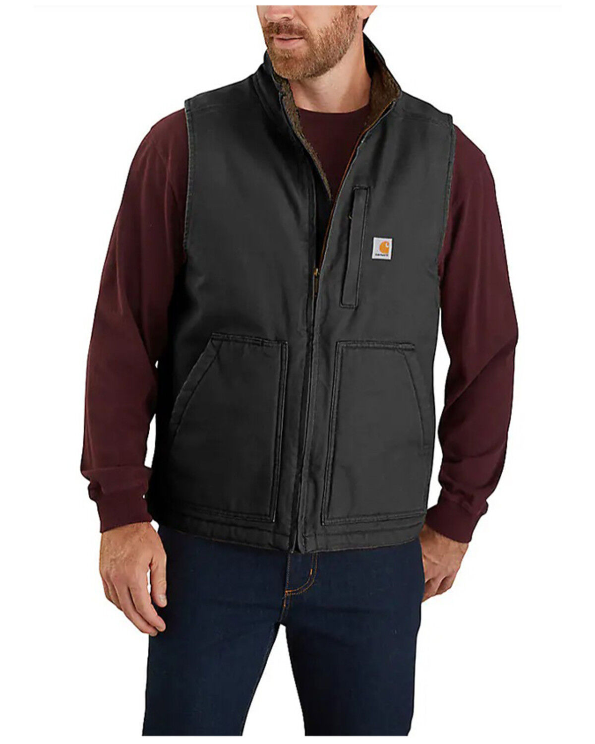 Carhartt Men's Duck Sherpa Lined Mock Neck Work Vest - Tall 