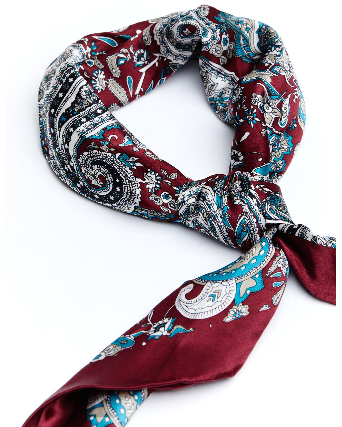 Cody James Men's Silk Burgundy Paisley Wild Rag Scarf 