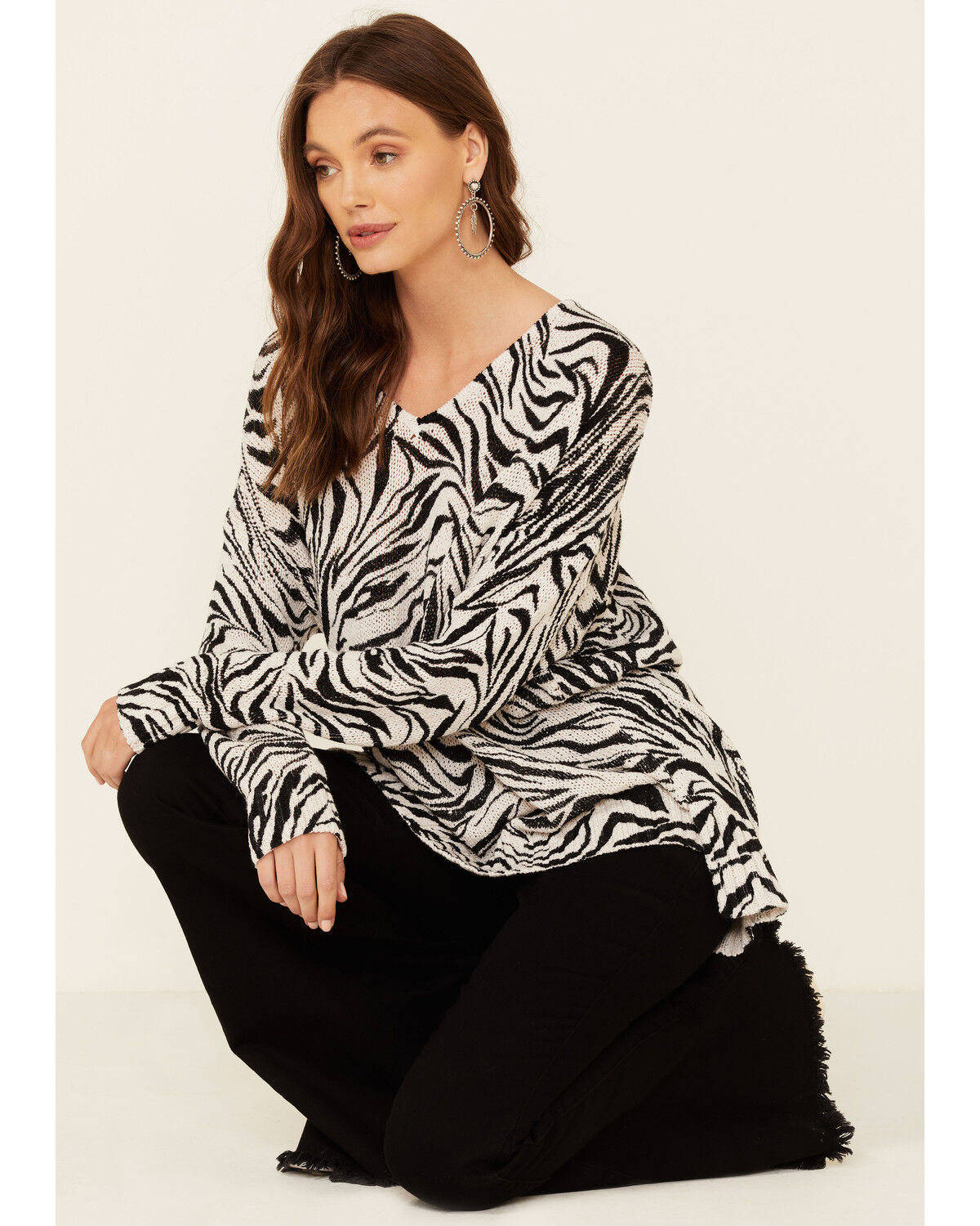 Show Me Your Mumu Women's Zebra Print Hug Me Pullover Sweater 