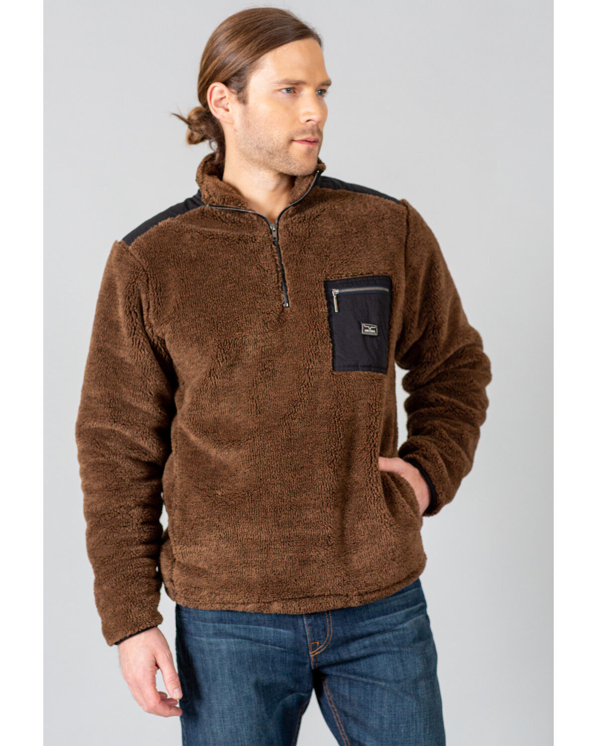 Kimes Ranch Men's Brown Whiskey Fleece 1/4 Zip Pullover 