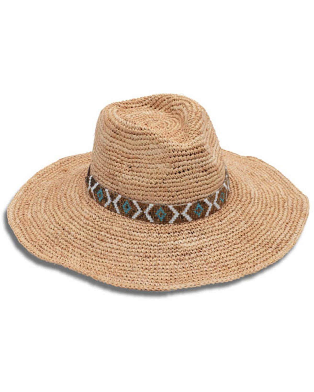 Nikki Beach Women's Metallic Diamonds Straw Western Fashion Hat 