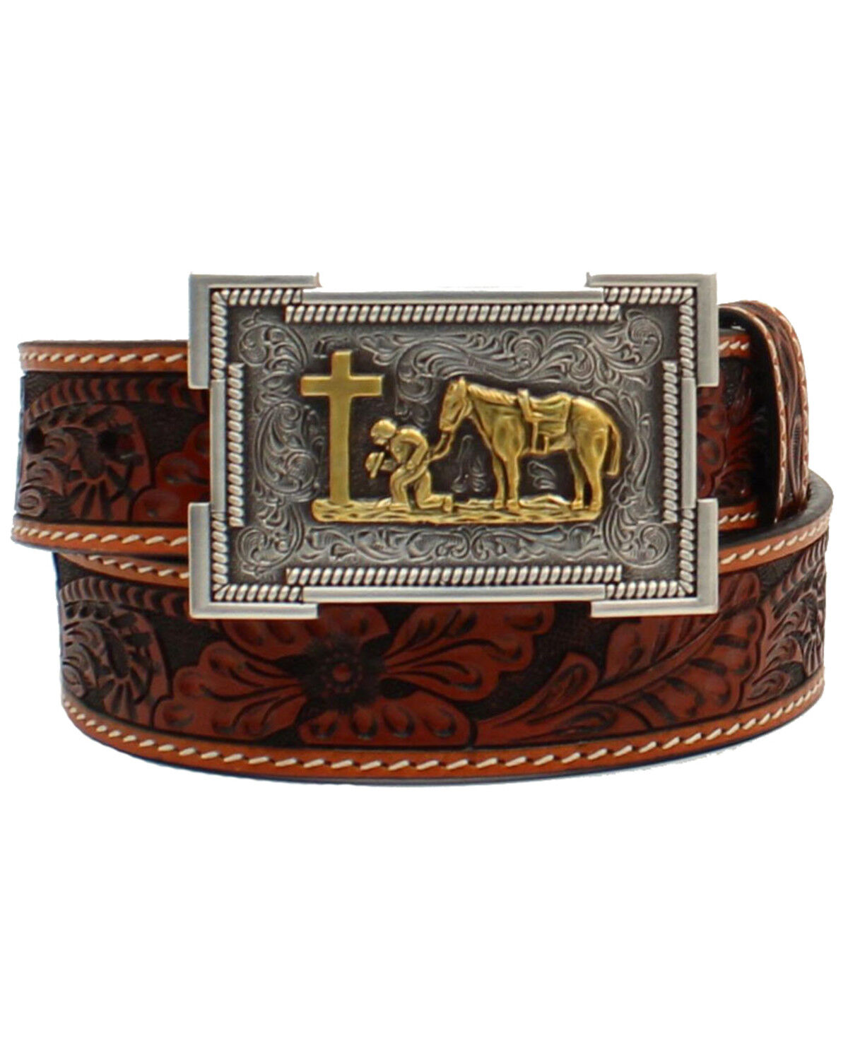 3D Boys' Floral Tooled Western Belt 