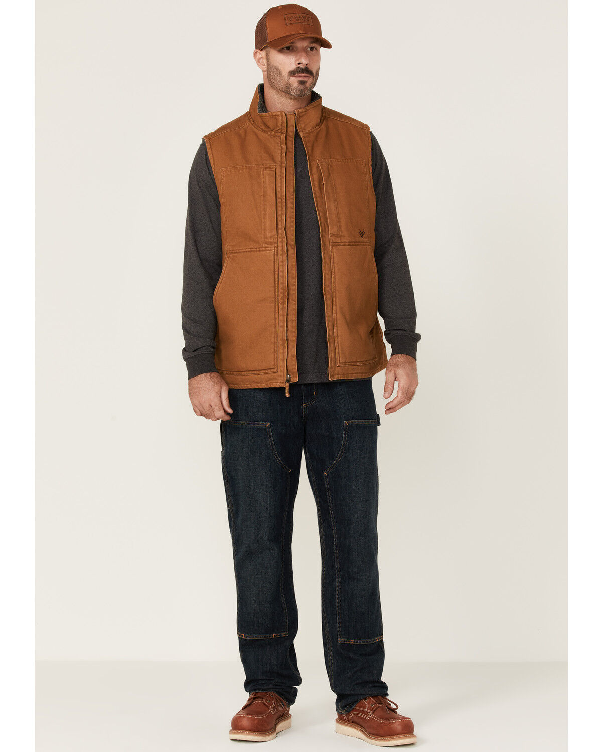 Hawx Men's Rust Copper Browder Weathered Duck Zip-Front Insulated Work Vest