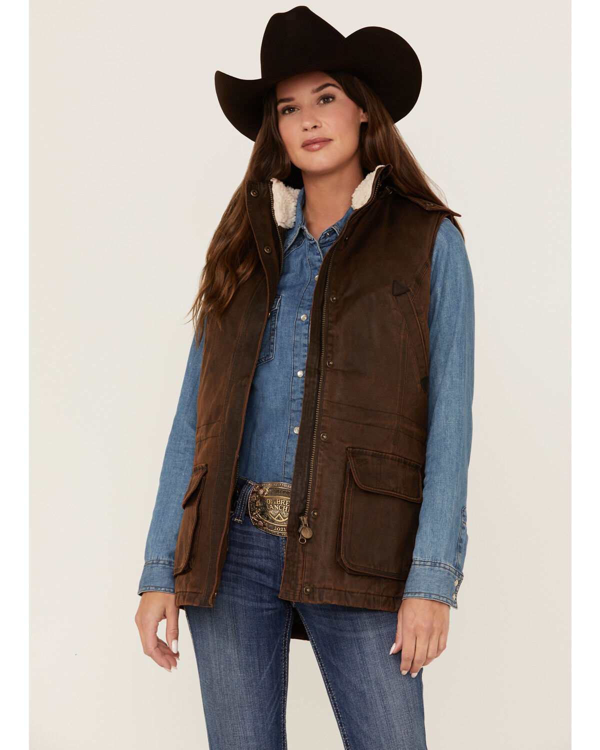 Outback Trading Co Women's Woodbury Sherpa-Lined Storm-Flap Vest 