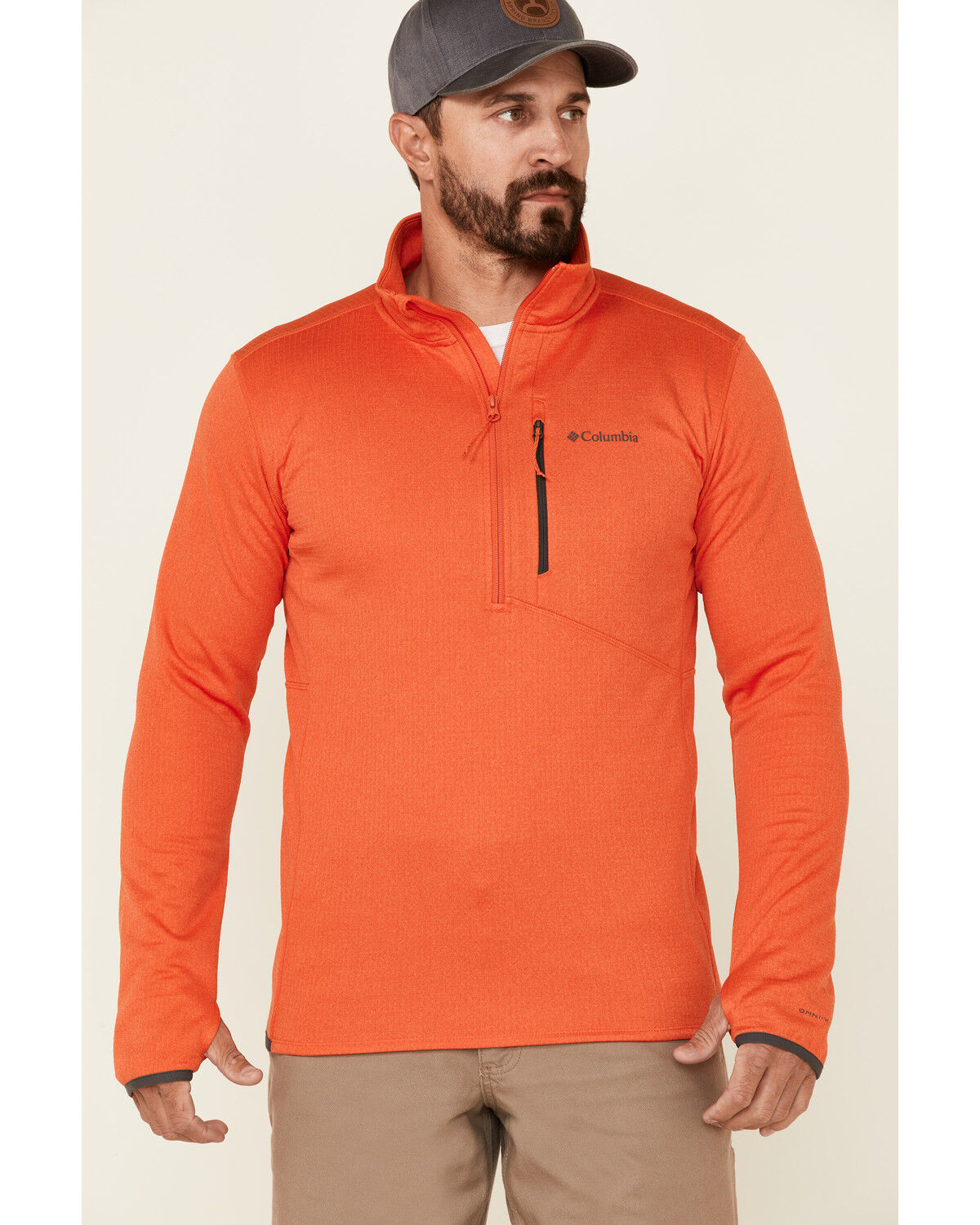 Columbia Men's Heather Quartz Red Park View 1/2 Zip Fleece Pullover 