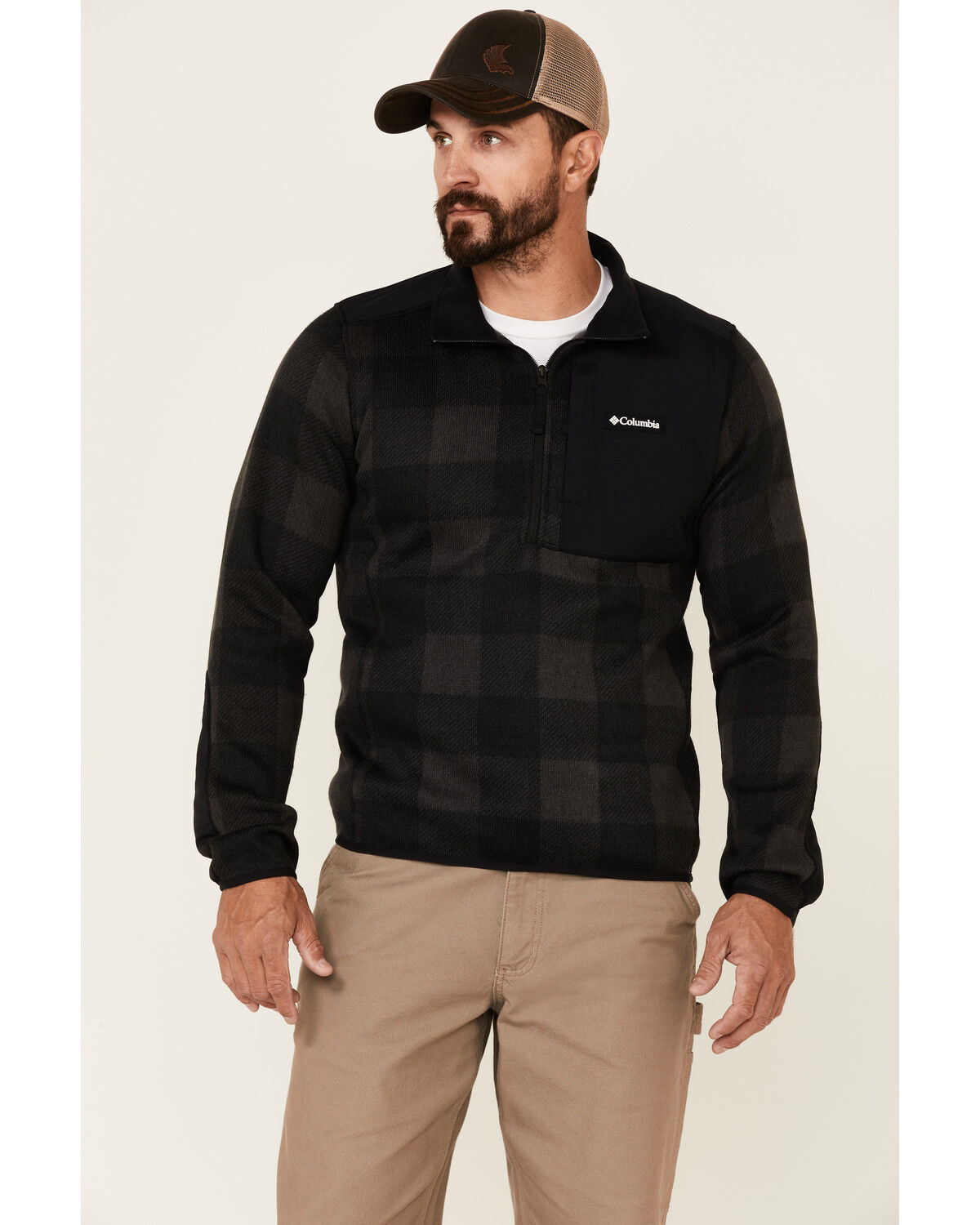 Columbia Men's Buffalo Plaid Print Weather 1/2 Zip Fleece Pullover 