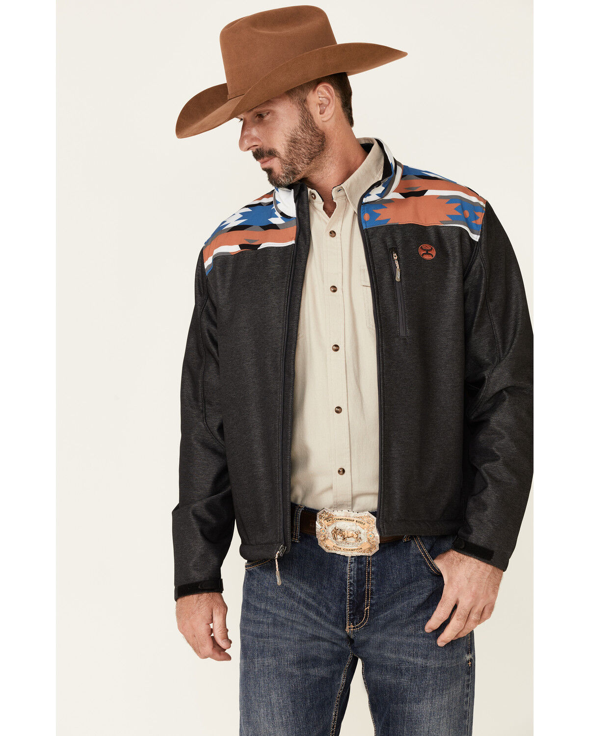 Hooey Men's Southwestern Print Zip-Front Softshell Jacket 