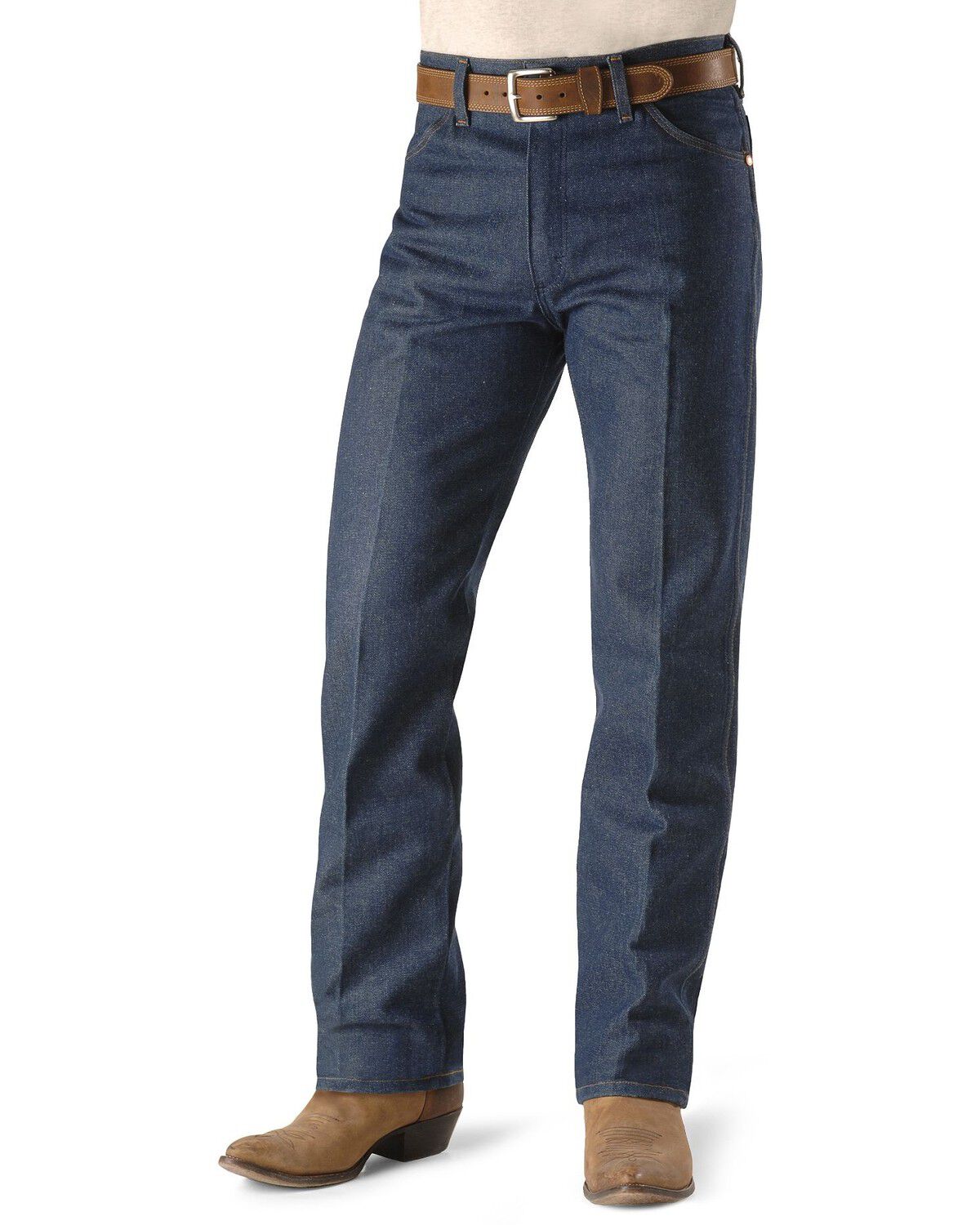 Wrangler Men's 13MWZ Dark Wash High Rise Rigid Cowboy Cut Straight Jeans