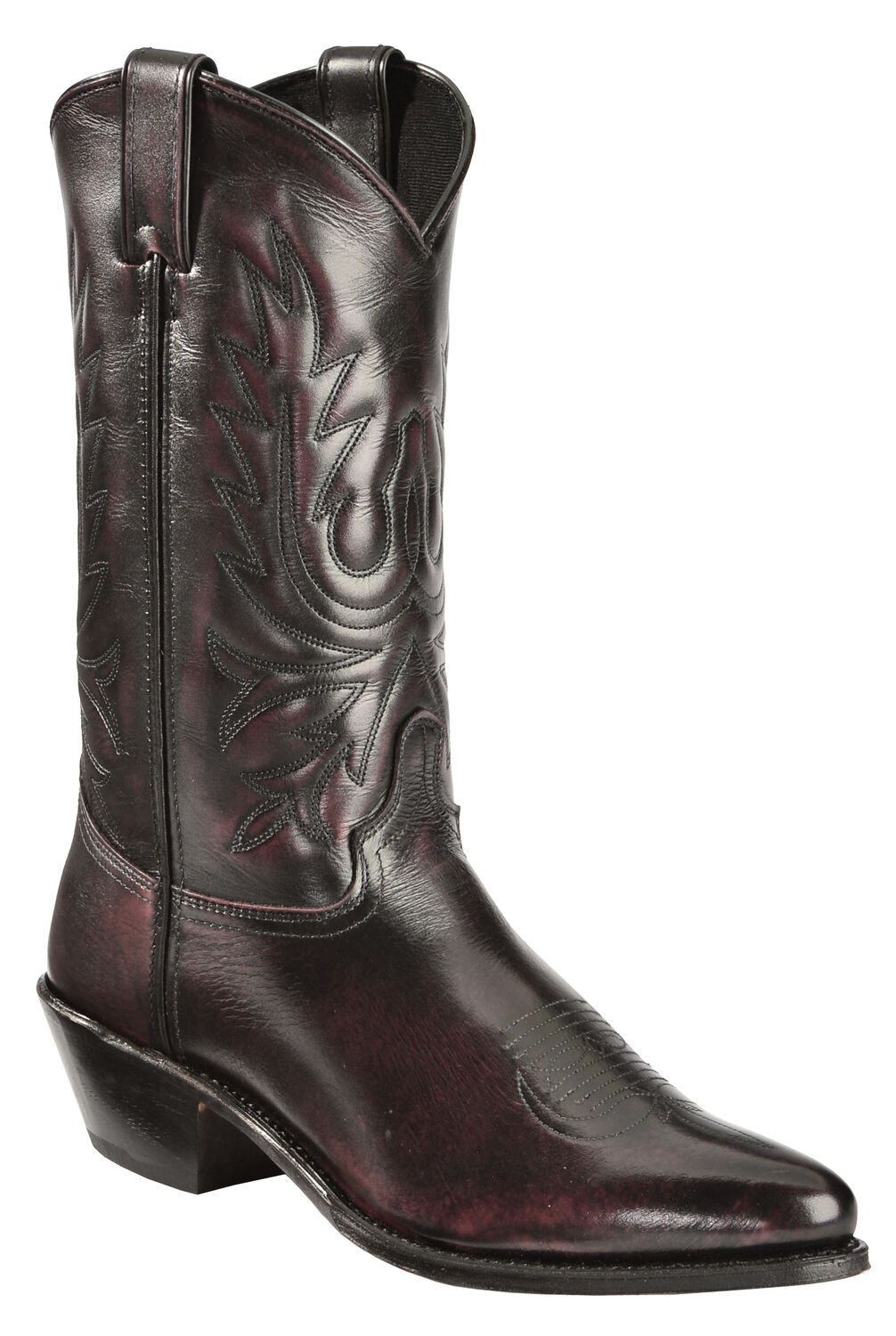 Abilene Black Cherry Polished Cowhide Boots - Round Toe 