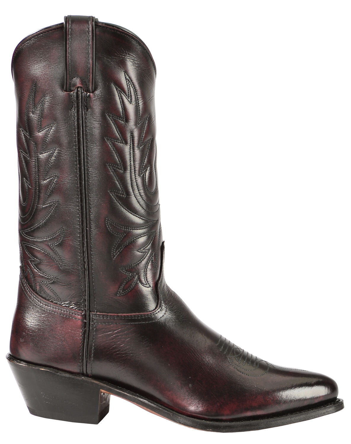 Abilene Black Cherry Polished Cowhide Boots - Round Toe