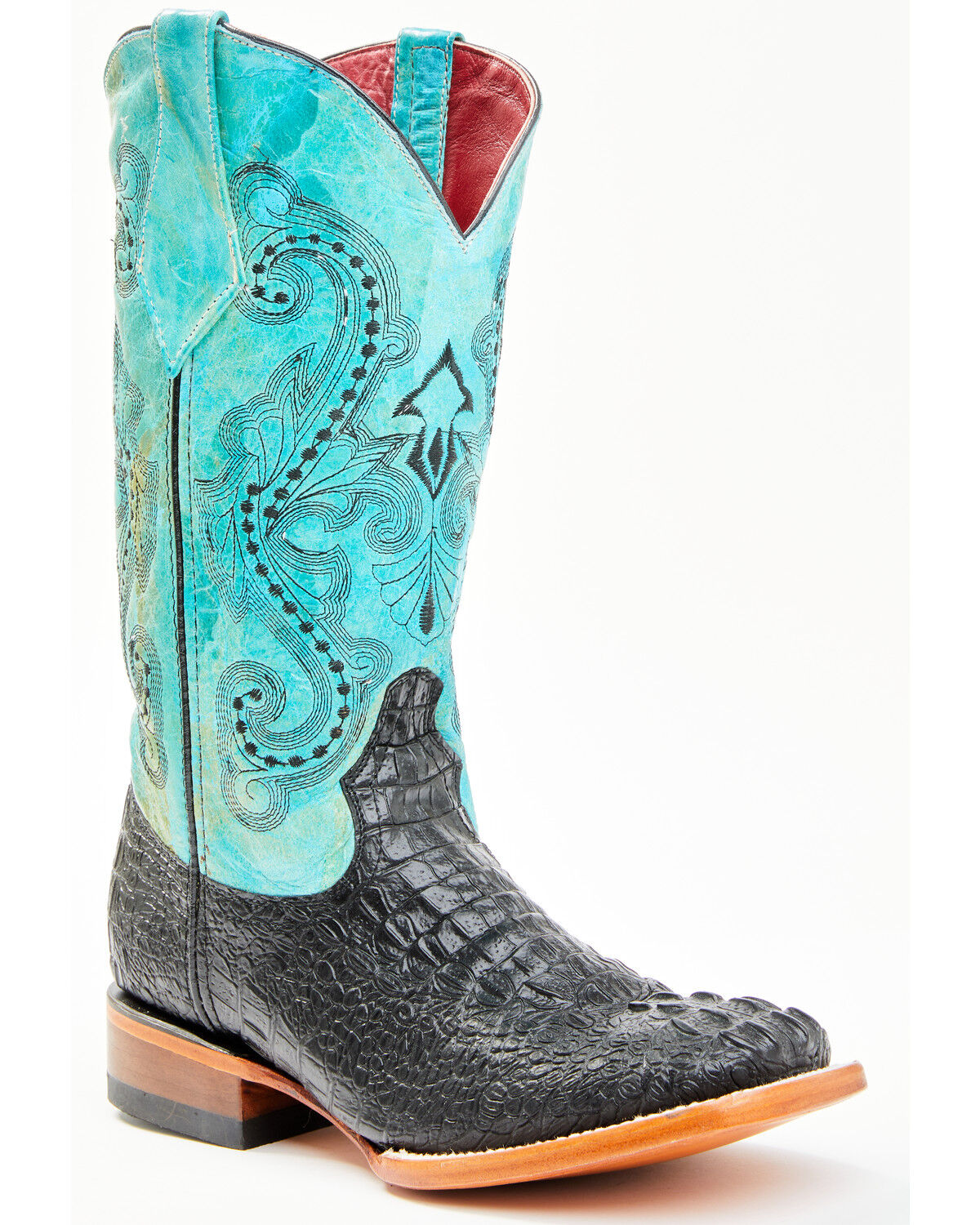 Ferrini Women's Black Caiman Print Western Boots - Square Toe 