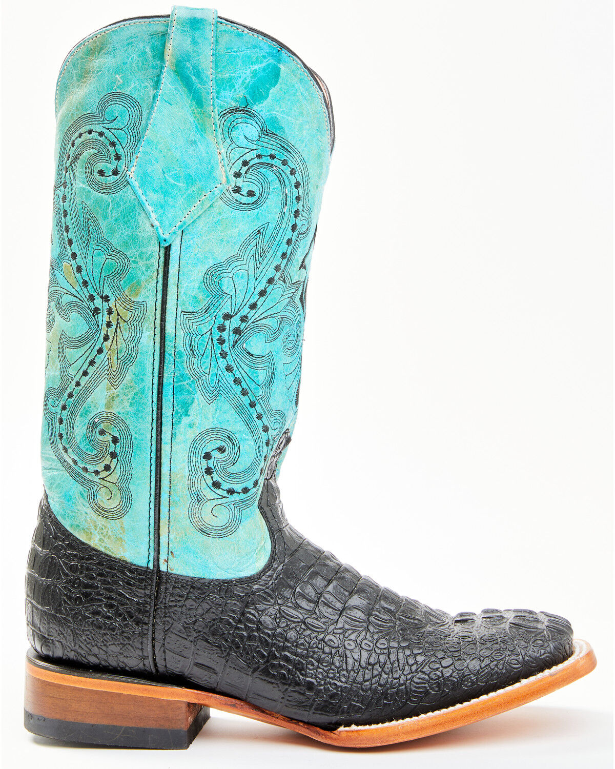 Ferrini Women's Black Caiman Print Western Boots - Square Toe
