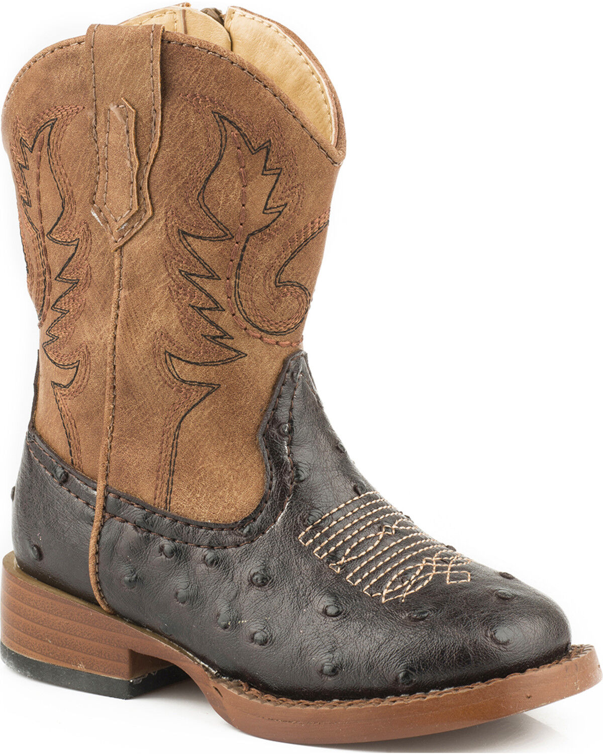 Roper Boys' Ostrich Print Western Boots - Square Toe 